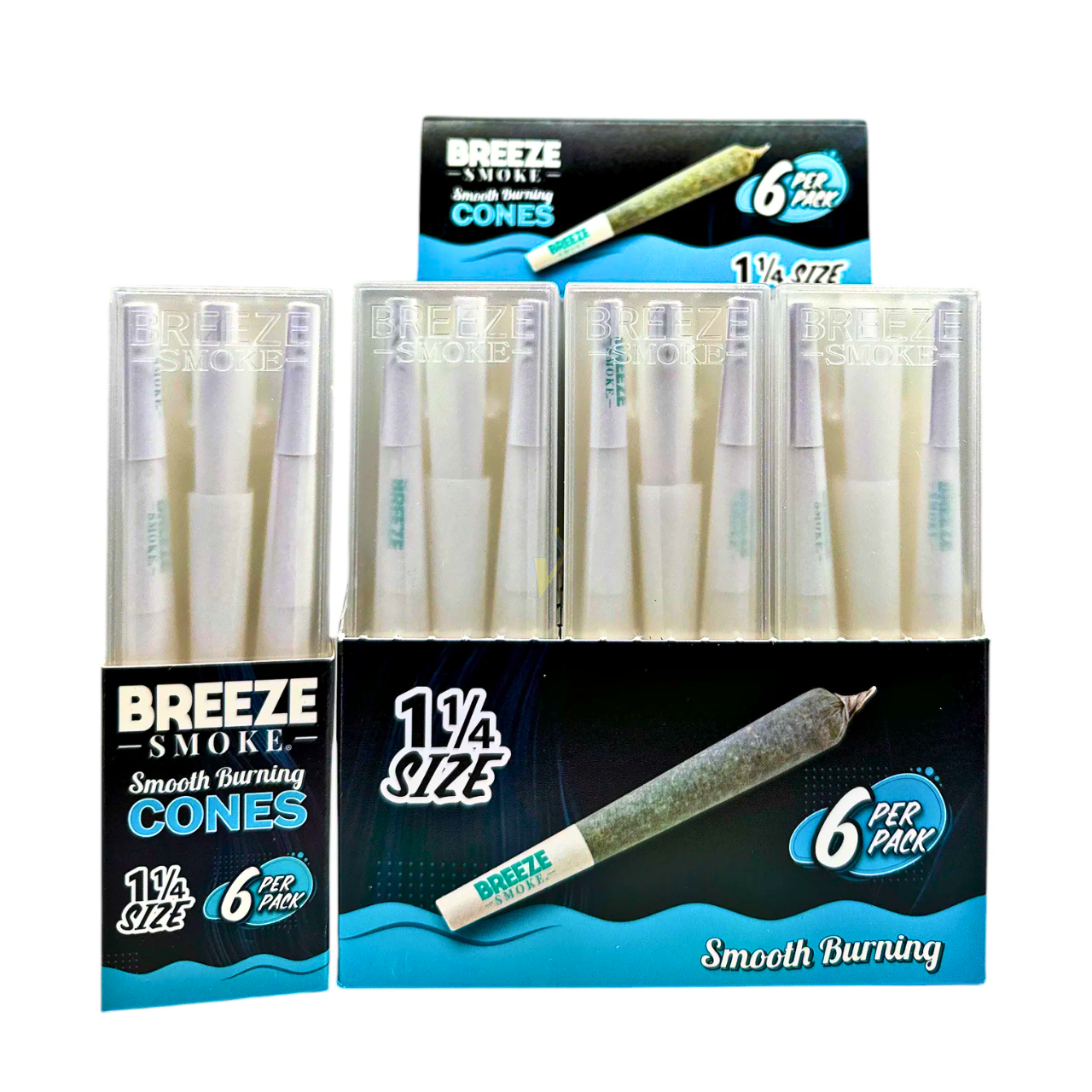 BREEZE SMOKE 1 1/4 CONES SMOOTH BURN 6CT PER PACK DISPLAY OF 18